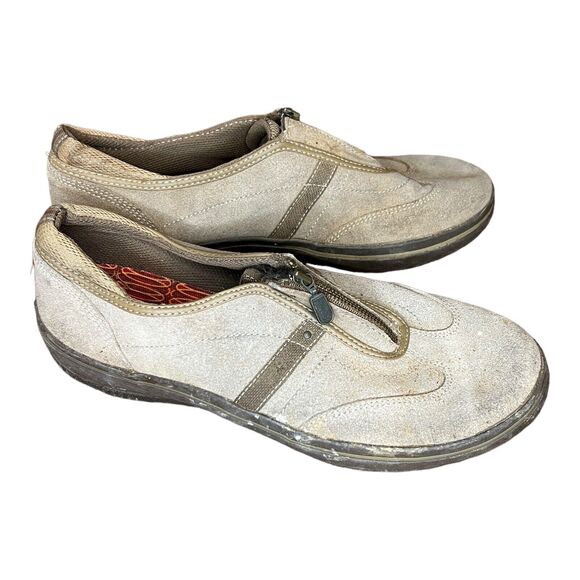 Keds Suede Zip Sneakers Women's Size 8 Brown Comfort Arch Support Slip On Shoes - Picture 2 of 6